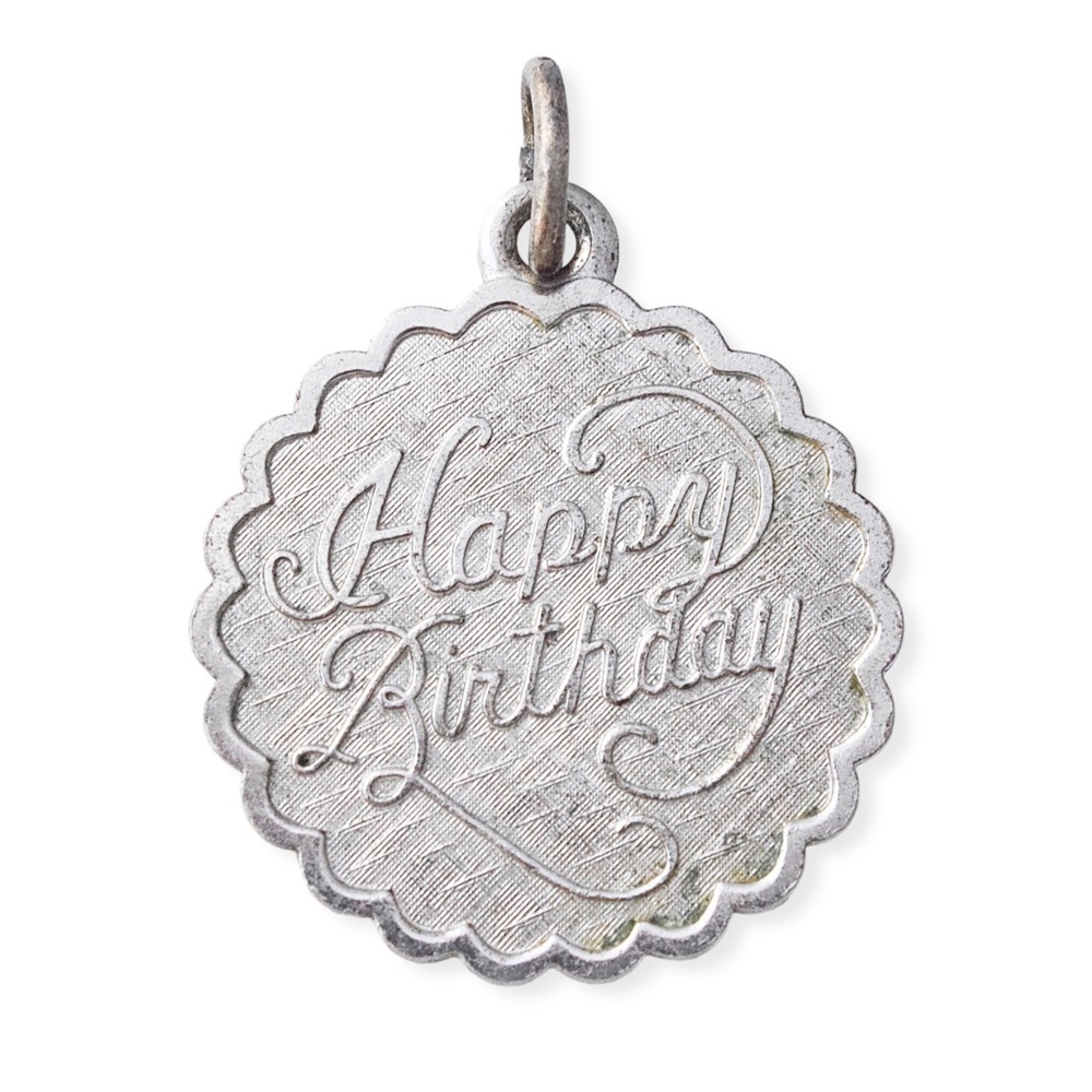 Vintage 1960s “Happy Birthday” Sterling Silver Pendant / Charm